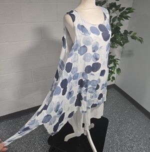 India Boutique Polka Dot Guazy Watercolor Relaxed Fit Garden Party Midi Dress M